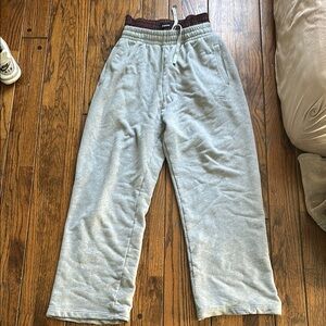 Balenciaga Gray and Red Plaid Sweatpants